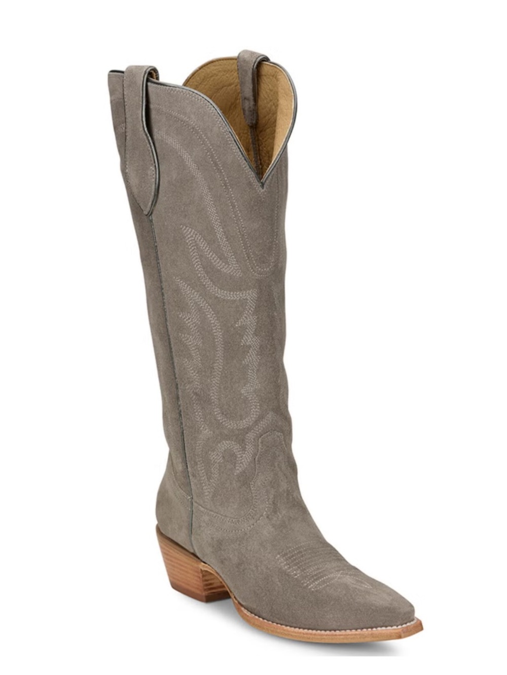 Tony Lama Taupe Embossed Western Knee Boots size 9 - Picture 2 of 9